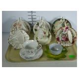 8 cup & saucer sets with 6 stands- English & Irish