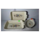 Kitchenware - 2 baking dishes & 1 oval casserole