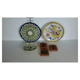 Decor - Three 2" terracotta tiles, & 3 wall plates