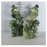 Decor bird statues, possibly agate, pair of