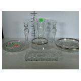 Crystal - divided serving dish, pair of
