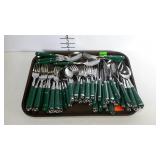 53-pcs Green handled flatware set, Svc-7 plus