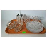 Crystal table service pieces - creamer, sugar,