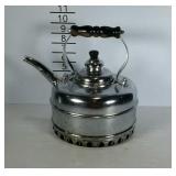 Stainless tea kettle with heat coil attached base