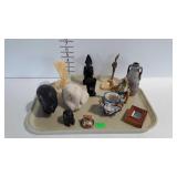 Eqyptian style vase & marble bust statue, mini