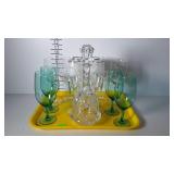 Crystal wine decanter & 3 sets of 4 each stemware