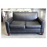 Loveseat black vinyl 2 cushion seating Loveseat.