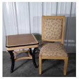 Two pc Furnishings lot, Side Chair and end Table,