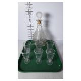 Embossed decanter with set of 6 stemware cordials