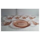 Pink depression Sierra Pinwheel pattern set of 6
