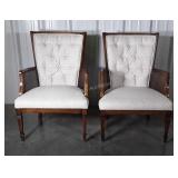 Pair of French Prov Accent Chairs, button tuffed