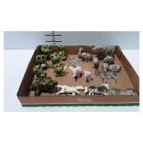 Figurines group - frogs, elephants, and horses