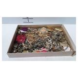 Assorted costume jewelry, box flat of