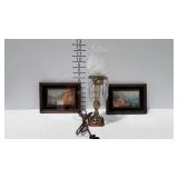 Decor - brass accent lamp with glass prisms, and