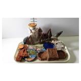 Decor - shore bird, seashells, suncatchers, brass