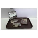 Shaving mirror, Schick safety razor with case, and