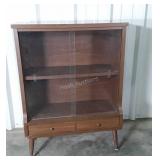 Mid Century 30" Bookcase, footed with sliding