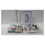 Misc- storage container of buttons, and bag of S&H