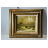 Nicely framed and matted oil painting on board,