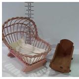 2 Doll cradles - 1 is vintage wicker