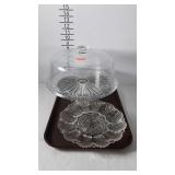 Pedestal cake dish with dome cover, and egg plate