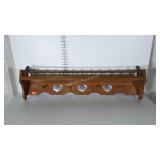 Pine 40" Wall Shelf. Top gallery with 4 coat pegs