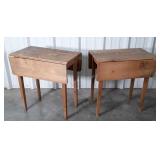 Pair of pine drop leaf End Tables in natural