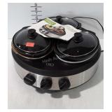 Tru brand 3 crock round slow cooker with owners