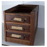 Antique oak 3 Drawer Side Cabinet, possible piece