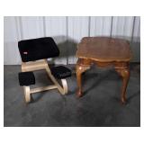Two pc Furniture lot, end table, and therapeutic