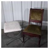 Two pc Furniture lot, Victorian side Chair and