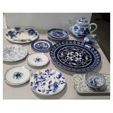 Blue & white dishware - teapot, 14" platter,