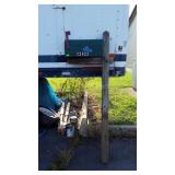 Green metal mailbox and mailbox post code RK
