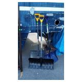 4 snow shovels, one is metal
