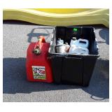 Black recycling tote with antifreeze coolant,