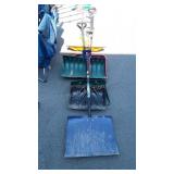 7 assorted snow shovels poly and Metal