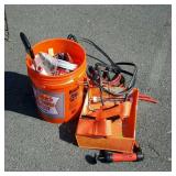 Painters lot with tray, bucket, rollers,