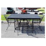 5 piece wrought iron patio set with square table