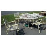 Table table with four chairs and umbrella