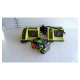 Ryobi Lithium 24 volt battery and two Chargers