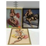 Three pinup girls framed pictures