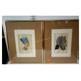 Pair of  Egyptian paintings on paper,