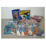 Box full of inflatable pool toys and two shower