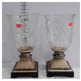 Pair of Home decor hurricane style pedestal based