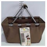 Canvas gardening tote, and vinyl siding plant hook