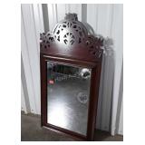 Mahogany Wall Mirror note decor top has damage as
