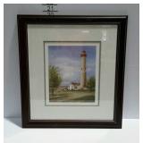Frame and double matted Lighthouse print, Cape