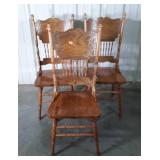 Three Oak Press Back Dining Chairs modern oak in