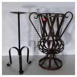 Two pc metal home Furnishings lot, urn design