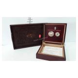 Humidor, and carved wooden inlaid serving tray -